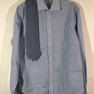 Ermenegildo Zegna Tie & BOGGI Milano Men's Blue Stripe Dress Shirt 40/15-3/4